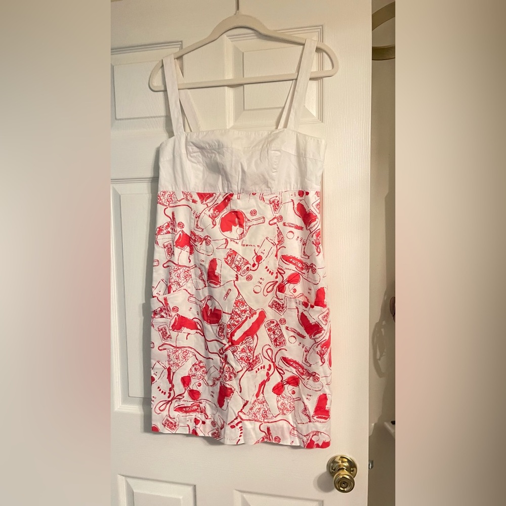 EUC HTF Lilly Pulitzer White and Red Spin The Bottle Dress.